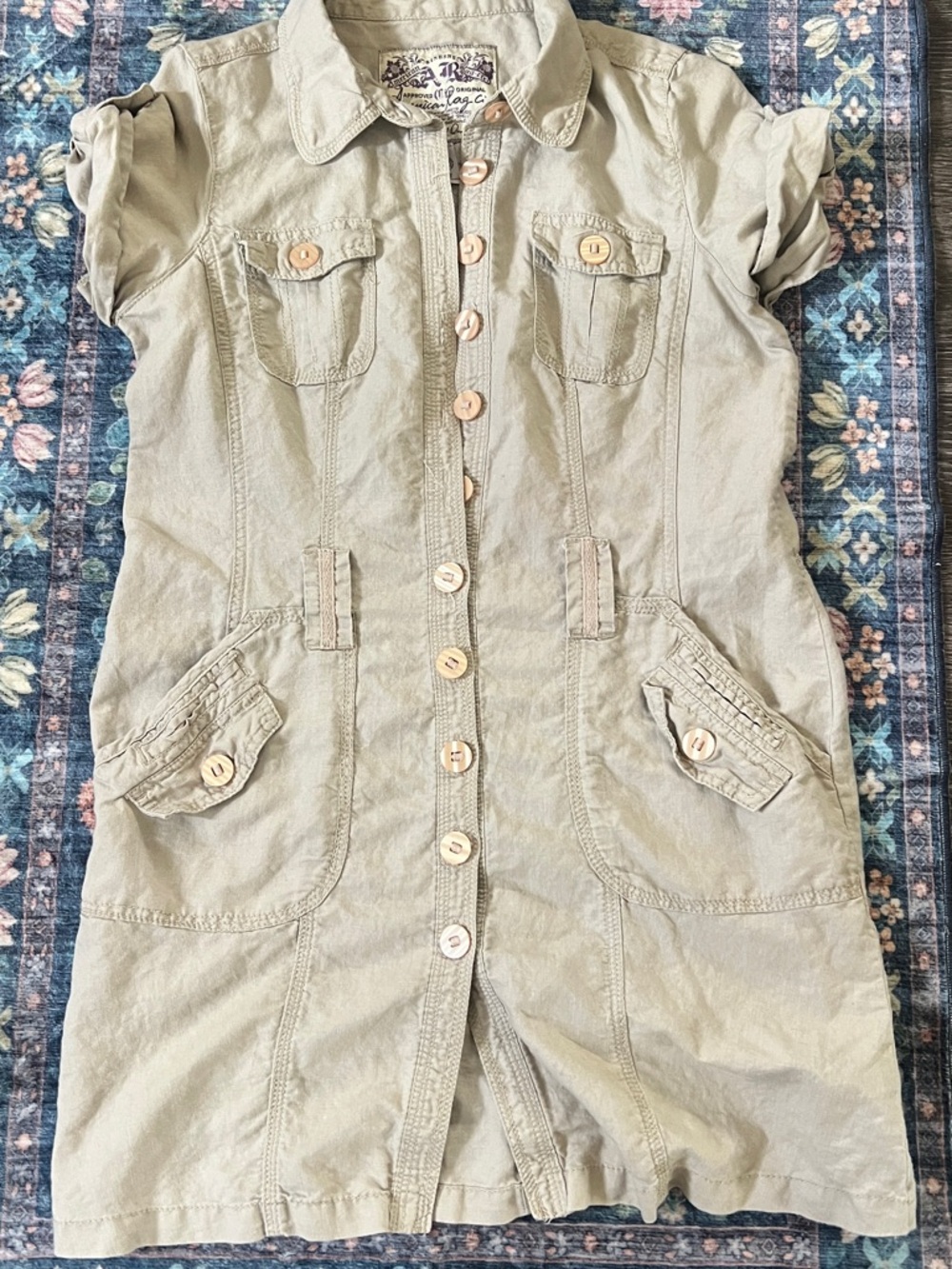 American Rag Tan Mini Button Down Shirt Dress